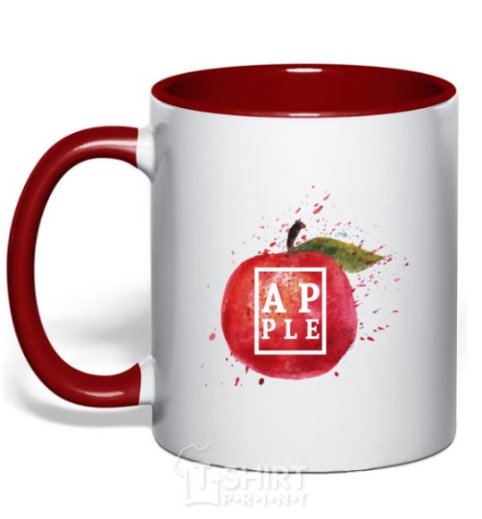 Mug with a colored handle Apple splash red фото