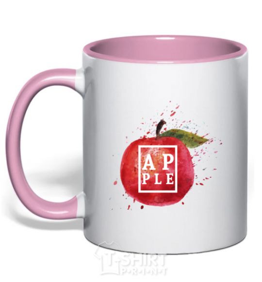 Mug with a colored handle Apple splash light-pink фото