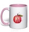Mug with a colored handle Apple splash light-pink фото