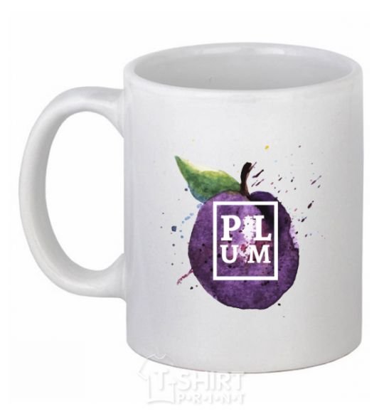 Ceramic mug Plum splash White фото