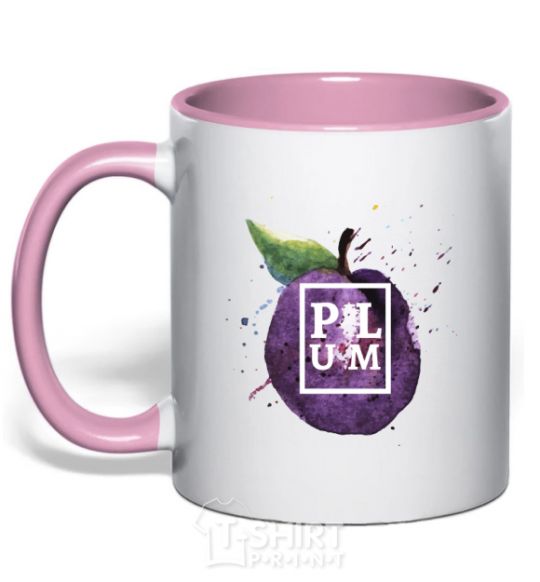 Чашка с цветной ручкой Plum splash Нежно розовый фото