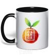 Mug with a colored handle Orange splash black фото