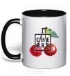 Mug with a colored handle Cherry splash black фото