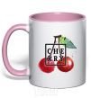 Mug with a colored handle Cherry splash light-pink фото