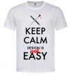 Men's T-Shirt Keep calm design is not easy White фото