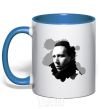 Mug with a colored handle Мэрилин Мэнсон чб royal-blue фото