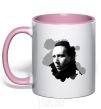 Mug with a colored handle Мэрилин Мэнсон чб light-pink фото