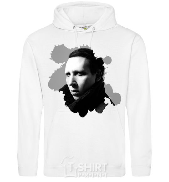 Men`s hoodie Мэрилин Мэнсон чб White фото