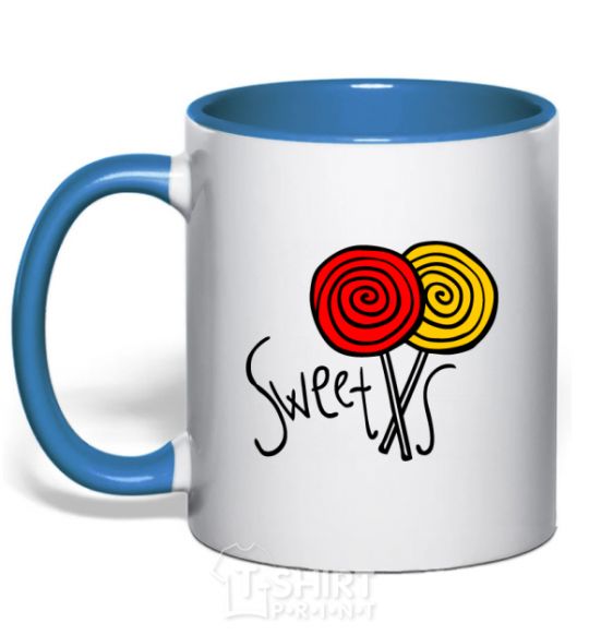 Mug with a colored handle Sweets lolly royal-blue фото