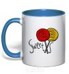 Mug with a colored handle Sweets lolly royal-blue фото