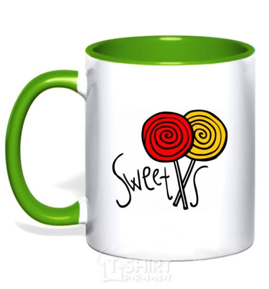 Mug with a colored handle Sweets lolly kelly-green фото