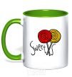 Mug with a colored handle Sweets lolly kelly-green фото