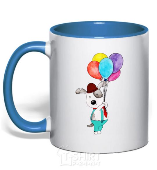 Чашка с цветной ручкой Birthday dog Ярко-синий фото