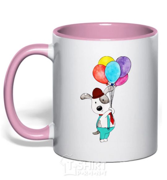 Чашка с цветной ручкой Birthday dog Нежно розовый фото