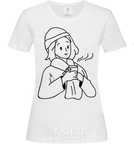 Women's T-shirt The girl in the cap White фото