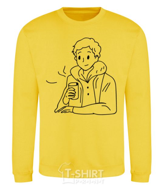 Sweatshirt A man with a mug yellow фото