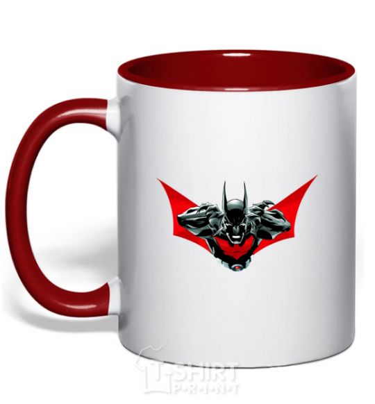 Mug with a colored handle Angry batman red фото