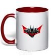 Mug with a colored handle Angry batman red фото
