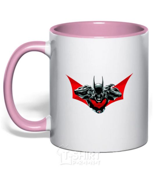 Mug with a colored handle Angry batman light-pink фото