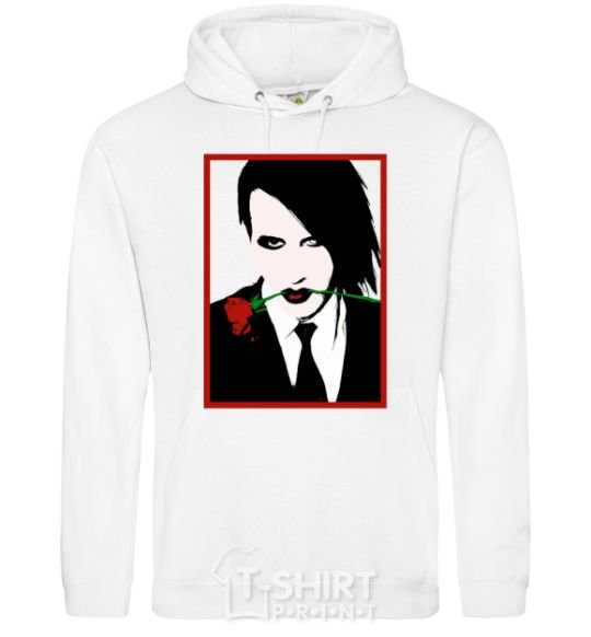 Мужская толстовка (худи) Marilyn Manson black and red Белый фото