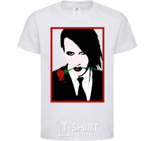 Kids T-shirt Marilyn Manson black and red White фото