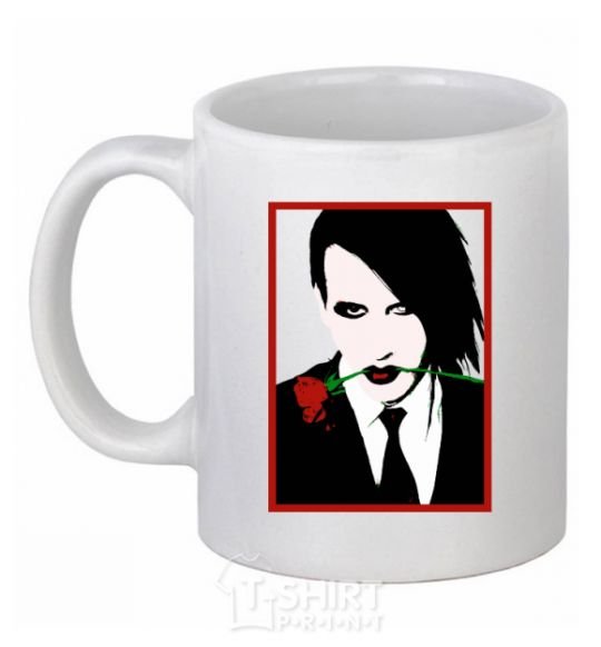 Ceramic mug Marilyn Manson black and red White фото