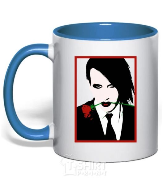 Чашка с цветной ручкой Marilyn Manson black and red Ярко-синий фото