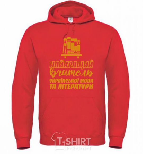 Men`s hoodie Best teacher of Ukrainian language and literature bright-red фото