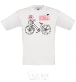 Kids T-shirt Take a ride bike White фото