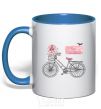 Mug with a colored handle Take a ride bike royal-blue фото