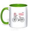 Mug with a colored handle Take a ride bike kelly-green фото