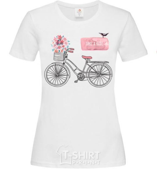 Женская футболка Take a ride bike Белый фото
