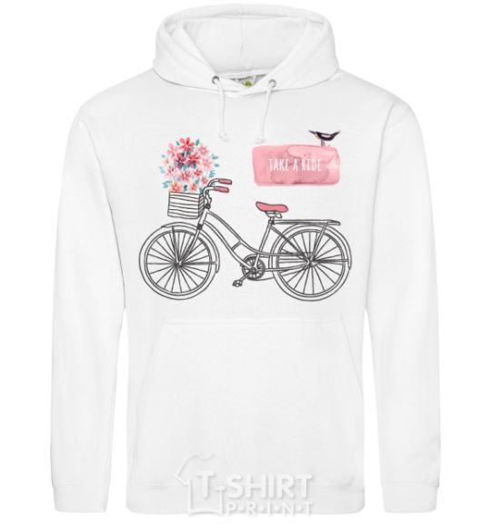 Men`s hoodie Take a ride bike White фото