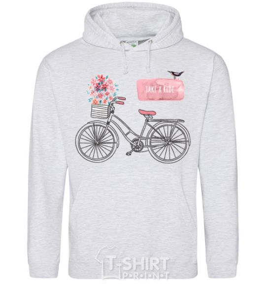 Men`s hoodie Take a ride bike sport-grey фото