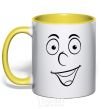 Mug with a colored handle Smile smile yellow фото