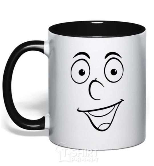 Mug with a colored handle Smile smile black фото