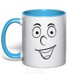 Mug with a colored handle Smile smile sky-blue фото