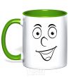 Mug with a colored handle Smile smile kelly-green фото