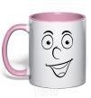 Mug with a colored handle Smile smile light-pink фото