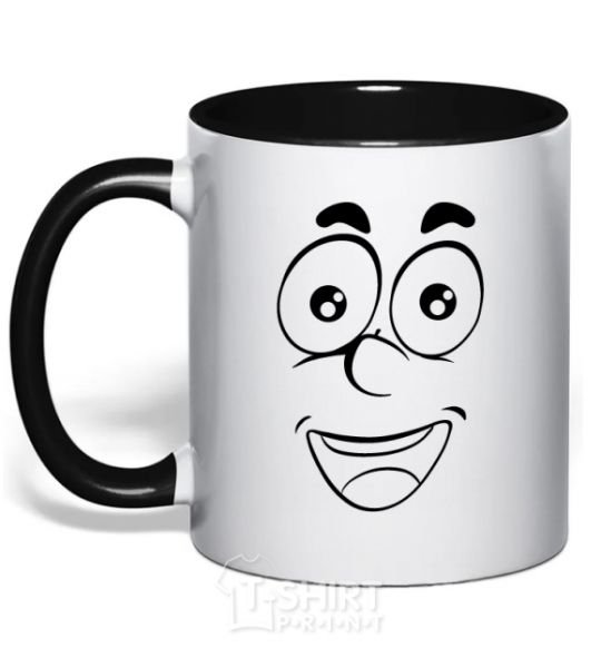 Mug with a colored handle Smile happy black фото