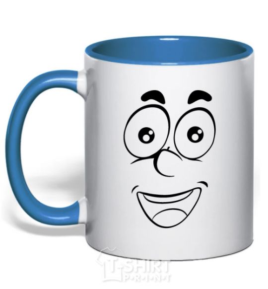 Mug with a colored handle Smile happy royal-blue фото