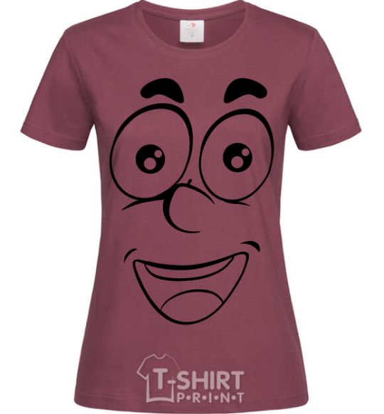 Women's T-shirt Smile happy burgundy фото