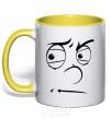 Mug with a colored handle The smiley face suspicious yellow фото