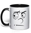 Mug with a colored handle The smiley face suspicious black фото