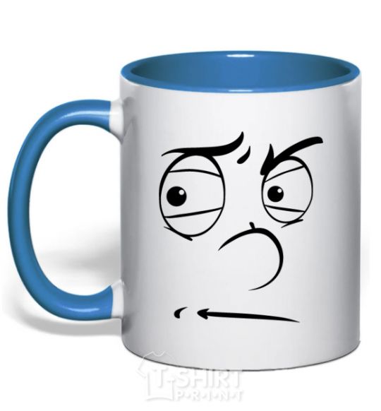 Mug with a colored handle The smiley face suspicious royal-blue фото