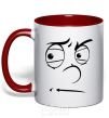 Mug with a colored handle The smiley face suspicious red фото