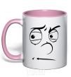 Mug with a colored handle The smiley face suspicious light-pink фото