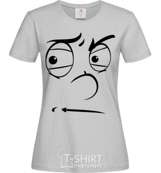 Women's T-shirt The smiley face suspicious grey фото