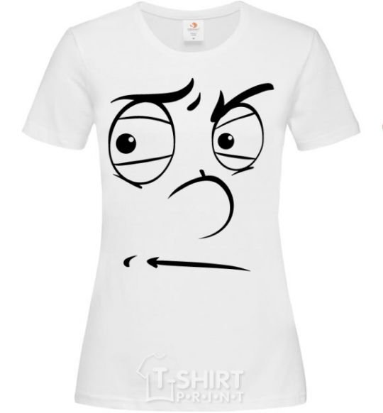 Women's T-shirt The smiley face suspicious White фото