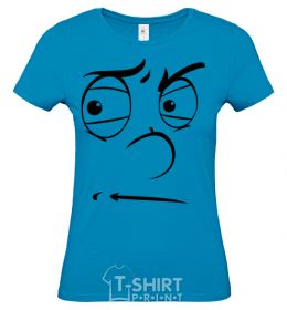 Women's T-shirt The smiley face suspicious sky-blue фото